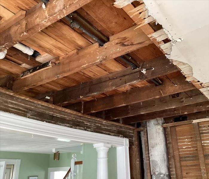 A ceiling is being replaced after water damage